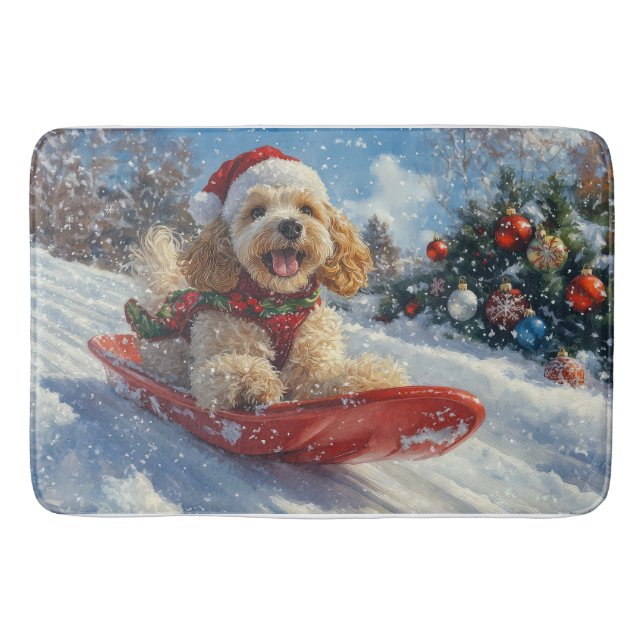 Tapis De Bain Cocker Spaniel Chien dans Sledge Let it neige Noël (Devant)