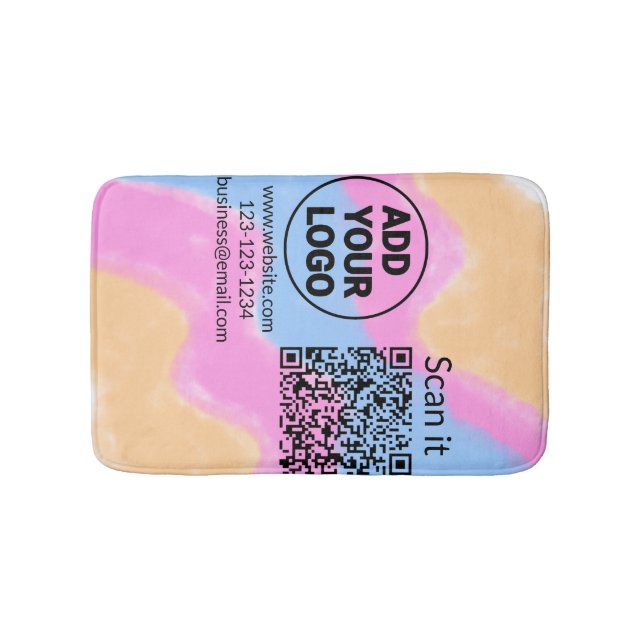 Tapis De Bain Code QR minimal simple ajouter logo scanner nom du (Devant)