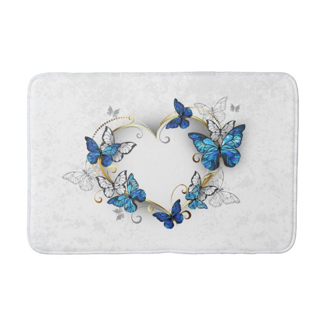Tapis De Bain Coeur bijoux avec papillons Morpho (Devant)