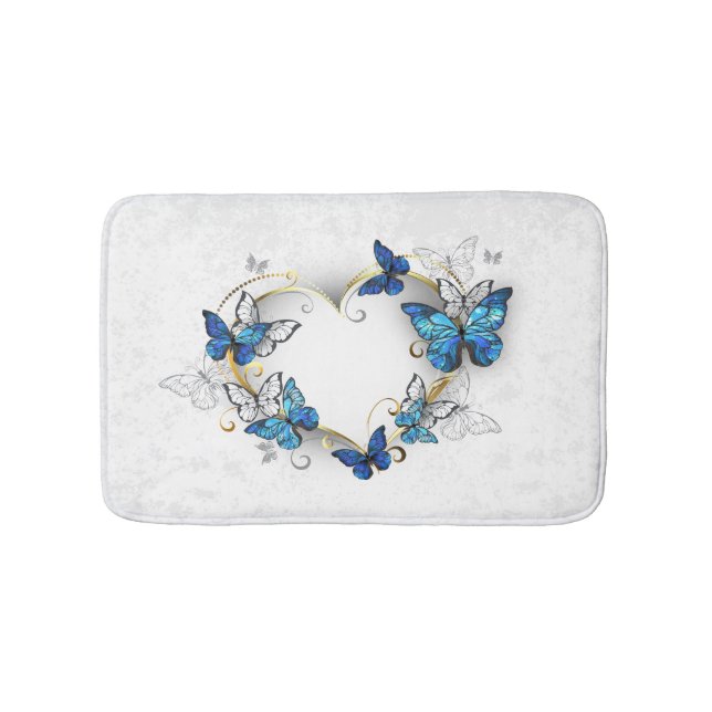 Tapis De Bain Coeur bijoux avec papillons Morpho (Devant)