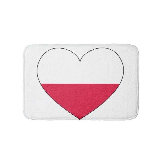 Tapis De Bain Coeur de drapeau de la Pologne (Devant)