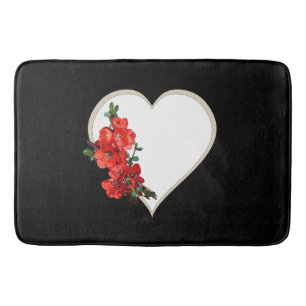 Tapis De Bain Coeur de la floraison japonaise rouge noir