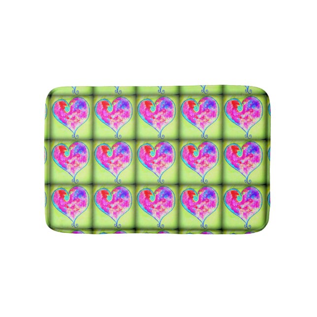 Tapis De Bain coeur rose motif vert (Devant)