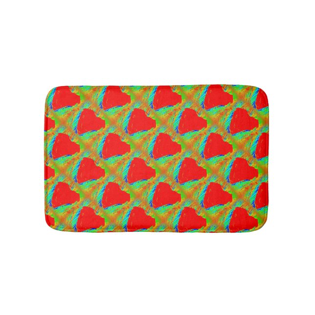 Tapis De Bain coeur rouge sur vert (Devant)
