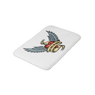 Tapis De Bain Coeur vintage Avec Ailes, L'Amour Vous Donne Des A