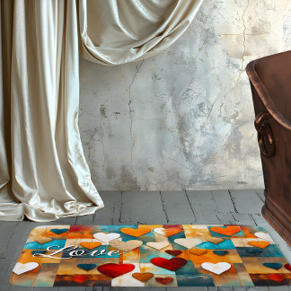 Tapis De Bain Cœurs Abstraits Colorés et Audacieux Art 