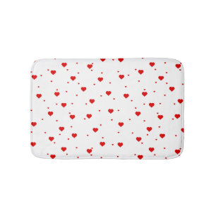 Tapis De Bain Coeurs Blanc Et Rouge Motif moderne