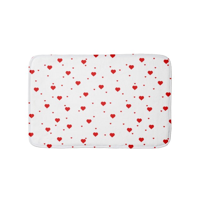 Tapis De Bain Coeurs Blanc Et Rouge Motif moderne (Devant)