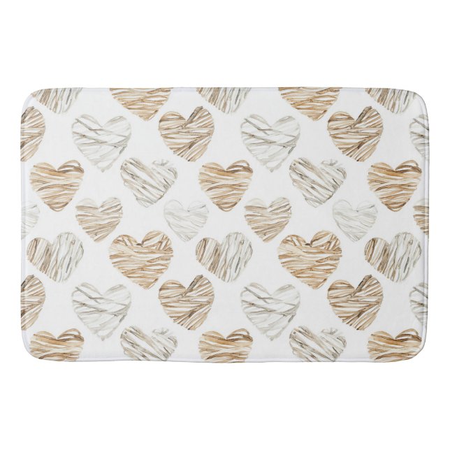 Tapis De Bain Cœurs blancs crémeux romantiques (Devant)