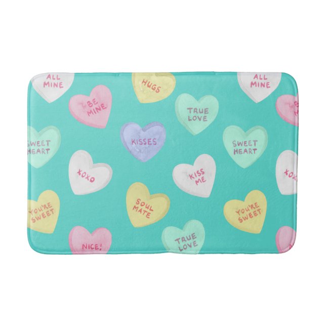 Tapis De Bain Coeurs bonbons de Saint-Valentin classiques sur Tu (Devant)