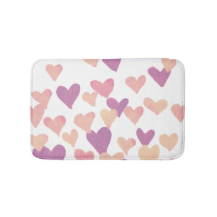 Tapis De Bain Coeurs d'aquarelle de la Saint-Valentin - rose pas