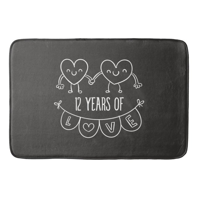 Tapis De Bain Coeurs de calèche-cadeaux du 12e anniversaire (Devant)