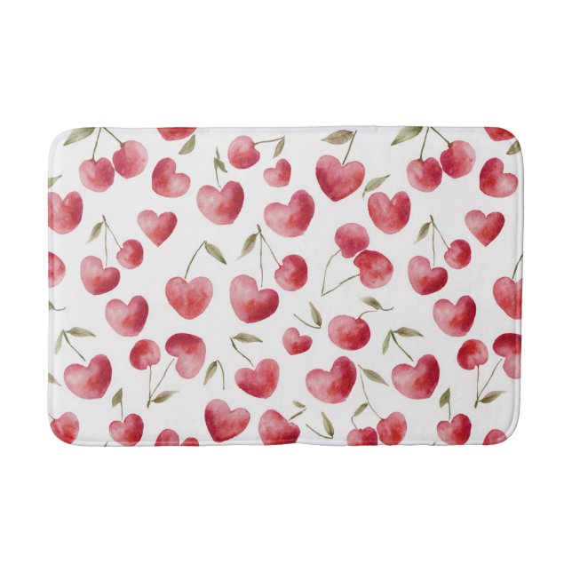 Tapis De Bain Cœurs de Cerise Rouge (Devant)