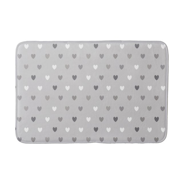Tapis De Bain Coeurs de polka minuscules dans les tons gris (Devant)