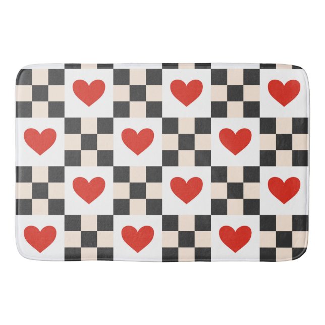 Tapis De Bain Cœurs d'échiquier (Devant)