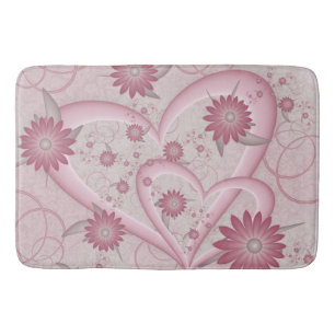 Tapis De Bain Cœurs et fleurs abstraits roses Amour Art fractal