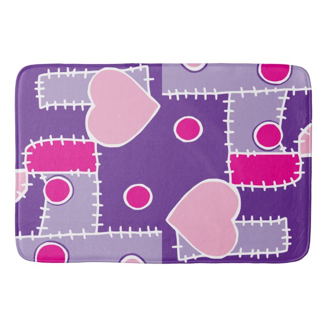 Tapis De Bain Coeurs et formes roses whimsical mignon (Devant)