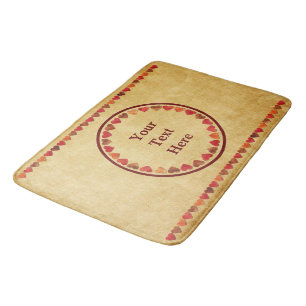 Tapis De Bain Coeurs Feuilles Automne Sur Vieux Papier
