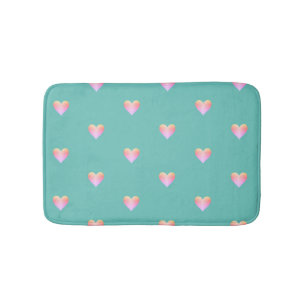 Tapis De Bain Coeurs Joli Moderne Faux Iridescente Rose Turquois