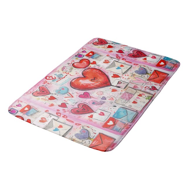 Tapis De Bain Coeurs lunaires et lettres d'amour Motif (Angle)