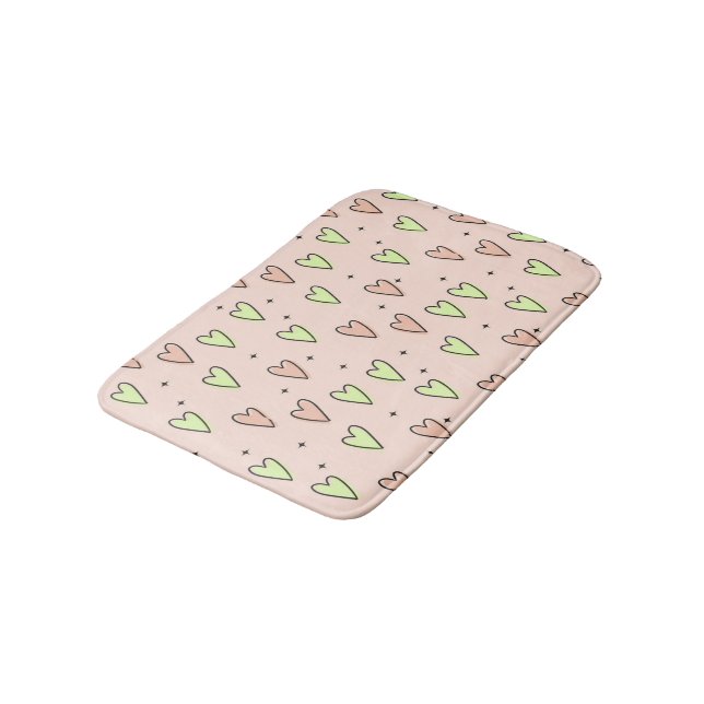 Tapis De Bain Coeurs mignons et étoiles motif sur rose (Angle)
