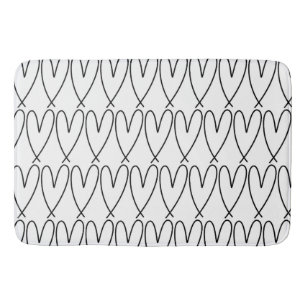 Tapis De Bain Cœurs mignons fantaisistes noir et blanc