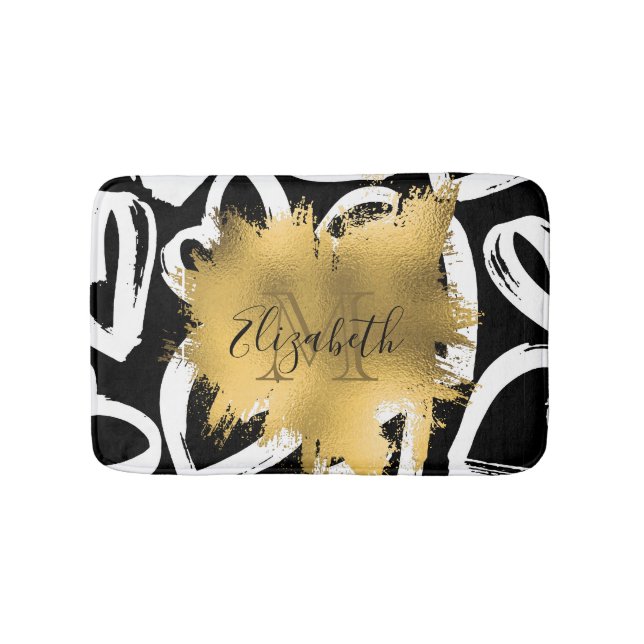 Tapis De Bain Coeurs Motif et Golden Foil (Devant)