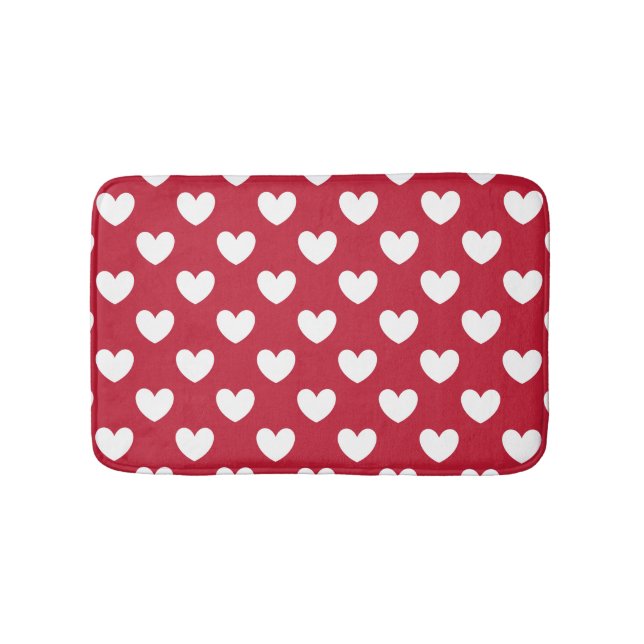 Tapis De Bain Coeurs polka blancs et rouges (Devant)