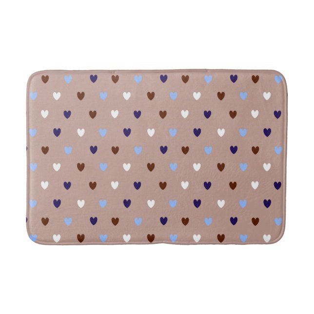 Tapis De Bain Coeurs Polka sur brun pâle (Devant)