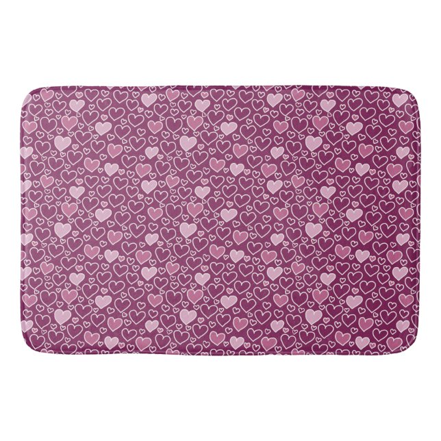 Tapis De Bain Coeurs rose et violet (Devant)