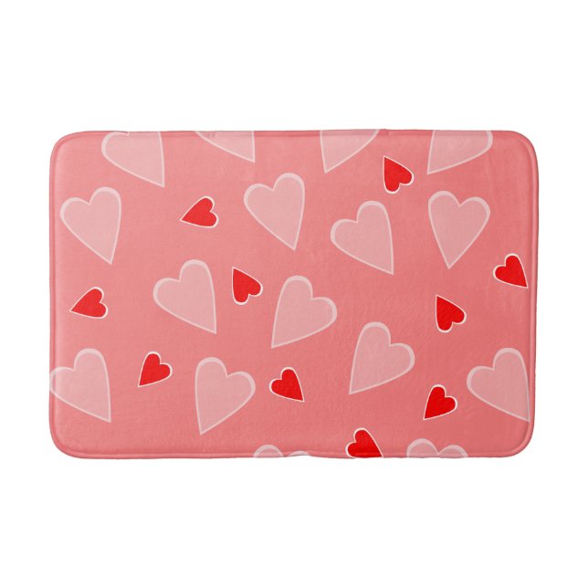Tapis De Bain Coeurs rouges et roses (Devant)