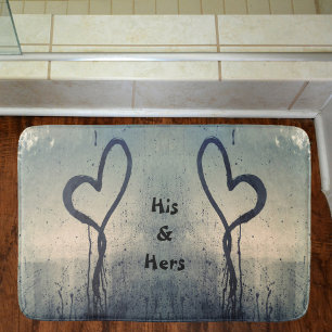 Tapis De Bain Coeurs vapeur Son et ses Beige Bleu gris