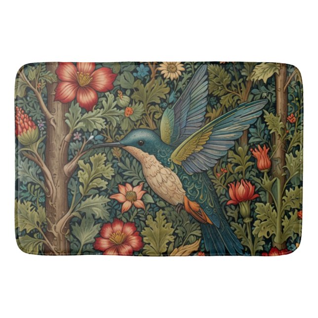 Tapis De Bain Colibri Art nouveau boho chic rétro (Devant)