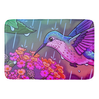 Tapis De Bain Colibri buvant le nectar des fleurs de lantana i