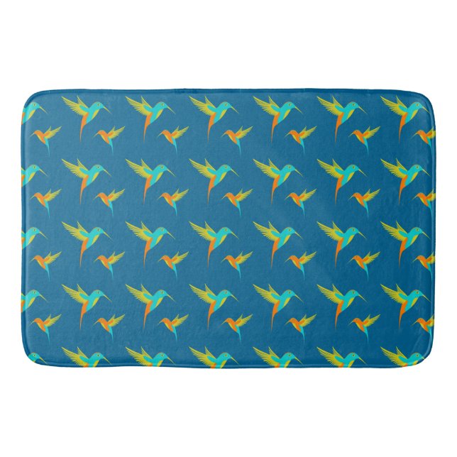 Tapis De Bain Colibris exotiques Motif bleu (Devant)