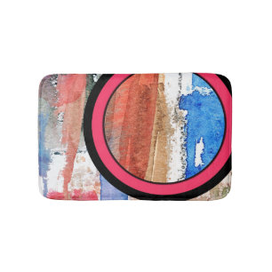 Tapis De Bain collage d'art abstrait, médias mélangés et