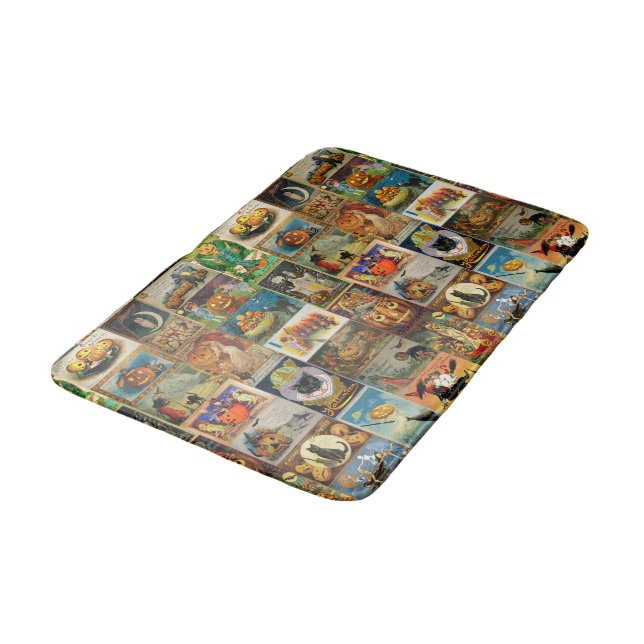 Tapis De Bain Collage de cartes vintage d'Halloween (Angle)