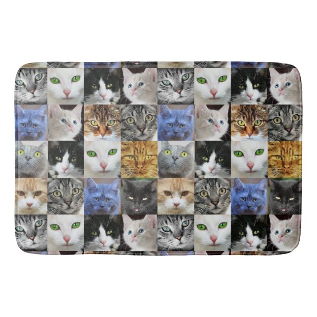 Tapis de bain collage de chats aux visages de chat (Devant)