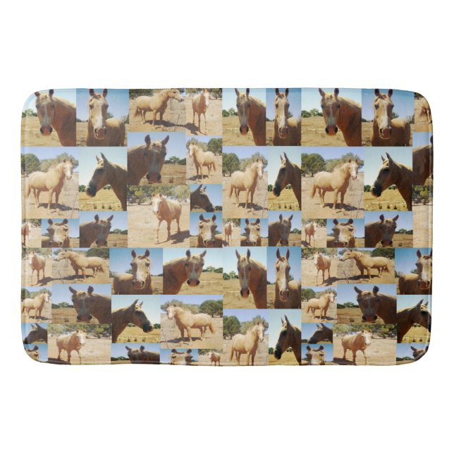 Tapis De Bain Collage de photos de chevaux Palomino, (Devant)