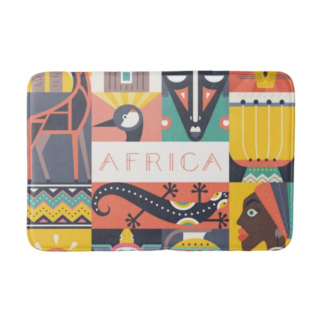 Tapis De Bain Collage symbolique africain d'art (Devant)