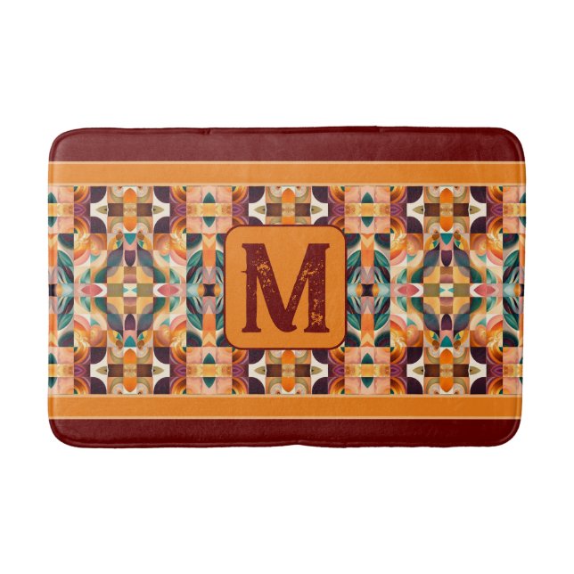 Tapis De Bain Collection de Carrés Abstraits rétro moderne (Devant)