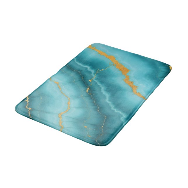 Tapis De Bain Collection de marbre bleu turquoise populaire (Angle)