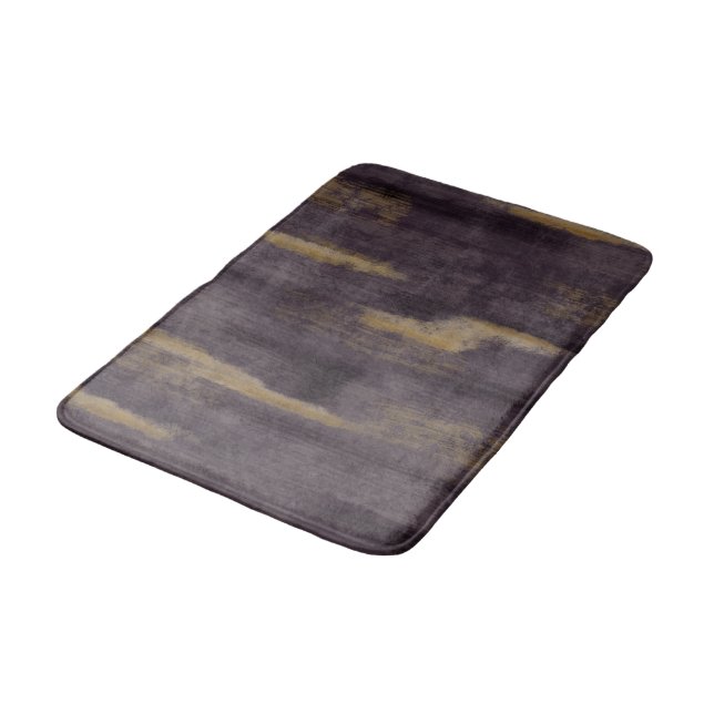 Tapis De Bain Colles douces Abstraites Plum profond & Or (Angle)