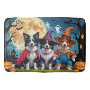 Tapis De Bain Collies frontalières Chiens Citrouille Halloween D