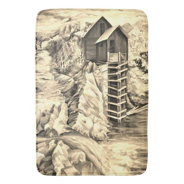 Tapis De Bain Colorado Rocky Mountains River Crystal Mill (devant Vertical)