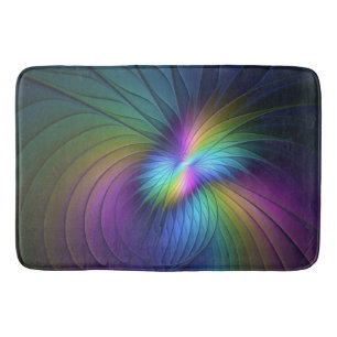 Tapis De Bain Coloré Avec Bleu Moderne Art Fractal Abstrait