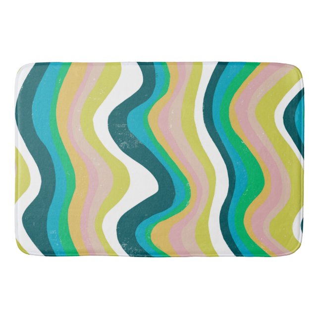 Tapis De Bain Coloré Cool & Fun Waves Stripes (Devant)