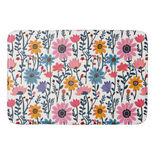 Tapis De Bain Coloré Whimsical Folk Art Floral