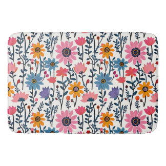 Tapis De Bain Coloré Whimsical Folk Art Floral