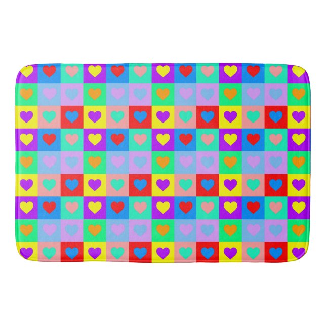 Tapis De Bain Colorée Coeur Motif Pop Art (Devant)